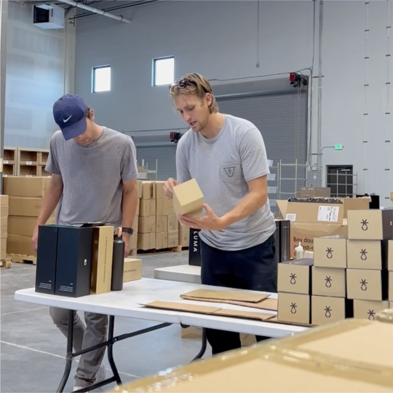 Jaden and Willy prepping the first Luma 1.0 units to ship to early buyers